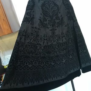 Elegant Velvet Patterned A-Line Skirt, Petite